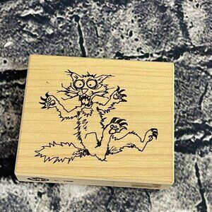 VIP C CAT SHOCKED 1998 Vintage Rubber Stamp CAT